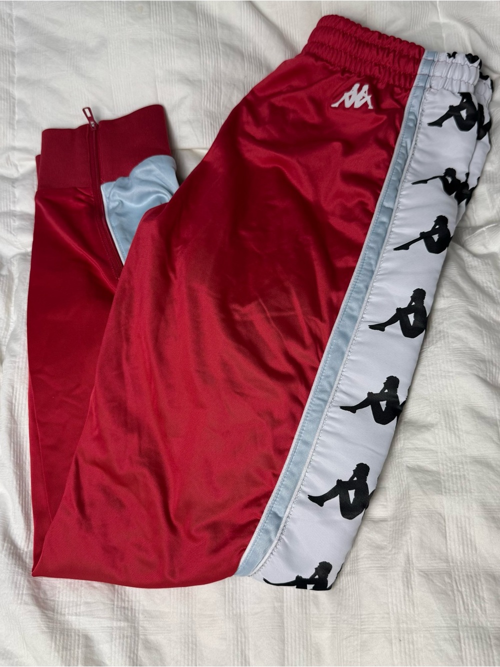 Kappa Men's Red Track Pants Size M Drawstring Elastic Waist Tapered Leg